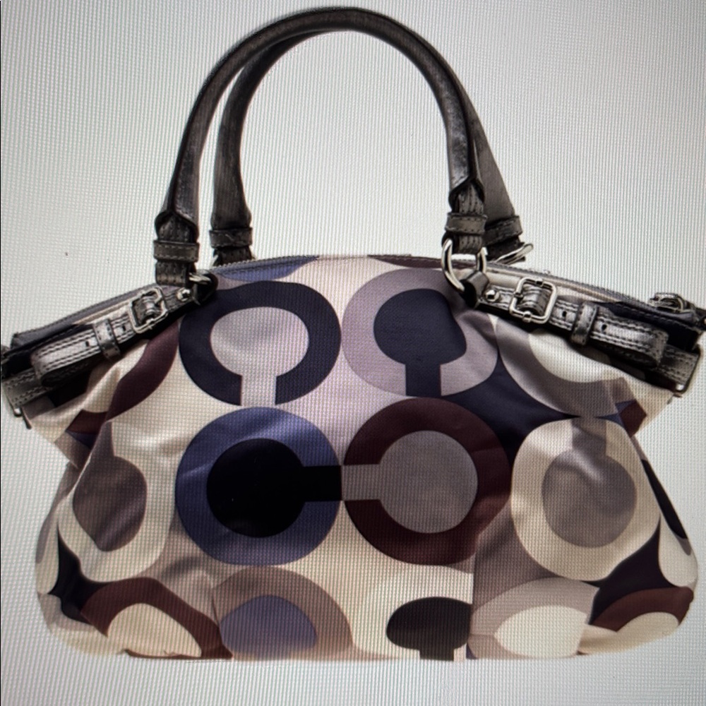 RARE! Coach Madison Op Art Multicolor Satin Leather Sequins Satchel Bag Ex Cond - Picture 3 of 16